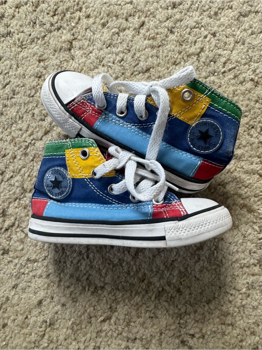 Converse Chuck Taylor All Star Patchwork High Top Sneakers Toddler Size 7